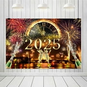2025 Happy New Year Backdrop Red Dots Background Christmas Banner Christmas New Year Eve for Family Party Banner Decor Banner Photo Supplies Prop